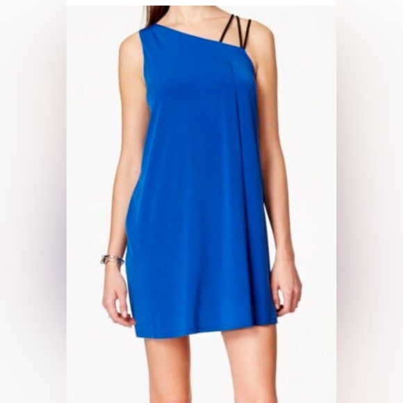 BCBG Royal Blue One Shoulder Woman's Mini Dress XL - Picture 4 of 10
